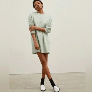 EVERLANE The Track Dress Sage Green Sweatshirt Casual Size Small Oversize